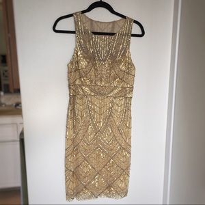 Sue Wong Gold Sequin Dress